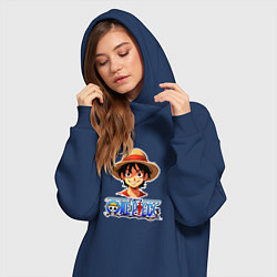 Женское худи-платье Монки д Луффи one piece, цвет: тёмно-синий — фото 2