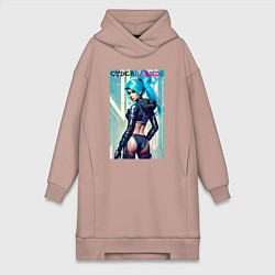 Женское худи-платье Кибер Барби - фантазия - нейросеть, цвет: пыльно-розовый