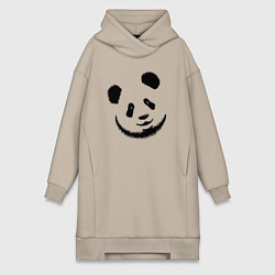 Женское худи-платье Голова милой панды, цвет: миндальный
