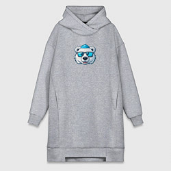Женское худи-платье Веселый полярный медведь, цвет: меланж