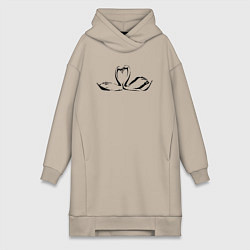 Женская толстовка-платье Пара лебедей трафарет