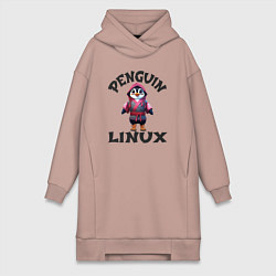 Женская толстовка-платье Система линукс пингвин в кимоно