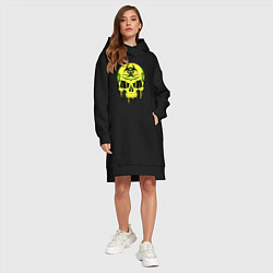 Женское худи-платье Biohazard skull, цвет: черный — фото 2
