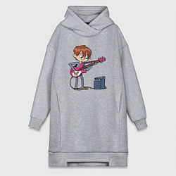 Женское худи-платье Мальчик с гитарой, цвет: меланж