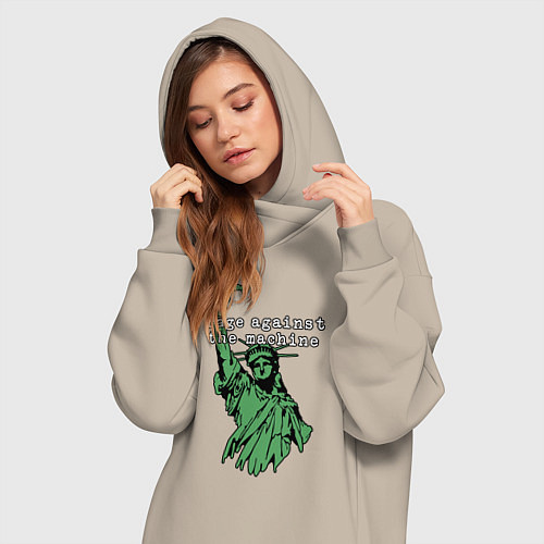 Женская толстовка-платье Rage Against - statue of liberty / Миндальный – фото 3