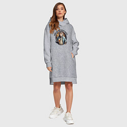 Женское худи-платье Я умнею с пивом, цвет: меланж — фото 2