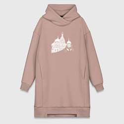 Женское худи-платье Кот Бегемот Мастер и Маргарита, цвет: пыльно-розовый