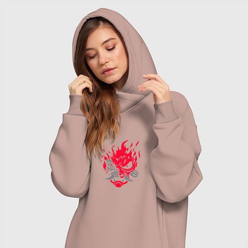 Женская толстовка-платье Логотип Samurai Cyberpunk 2077 / Пыльно-розовый – фото 3