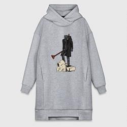 Женское худи-платье Камерамен победил скибиди туалет, цвет: меланж
