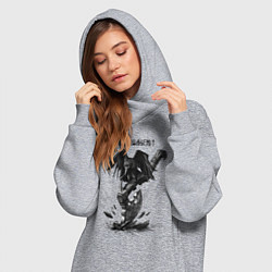 Женское худи-платье Славянский ворон и боевой топор, цвет: меланж — фото 2