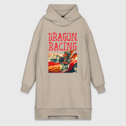 Женское худи-платье Dragon cool racer - ai art, цвет: миндальный