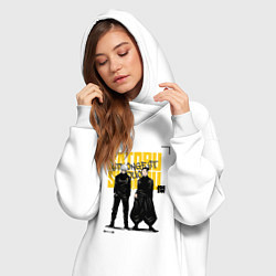 Женское худи-платье Гето и Годжо - Магическая битва, цвет: белый — фото 2