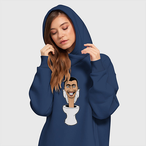 Женская толстовка-платье Skibidi Toilet mad / Тёмно-синий – фото 3