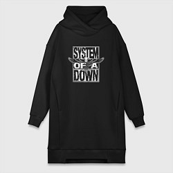Женское худи-платье System of a Down metal band, цвет: черный