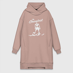 Женское худи-платье Величайший Мухаммед Али, цвет: пыльно-розовый