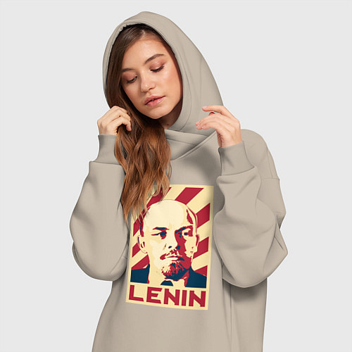 Женская толстовка-платье Vladimir Lenin / Миндальный – фото 3