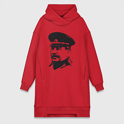 Женское худи-платье Сталин в фуражке, цвет: красный
