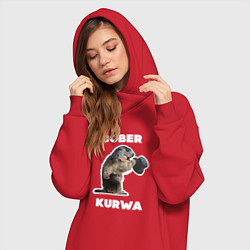 Женское худи-платье Bobr kurwa with hat, цвет: красный — фото 2