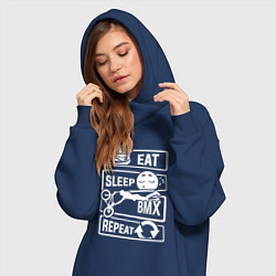Женское худи-платье Еда сон bmx, цвет: тёмно-синий — фото 2