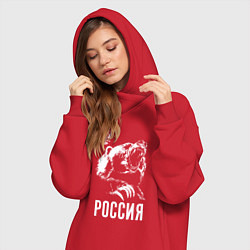 Женское худи-платье Русский медведь, цвет: красный — фото 2