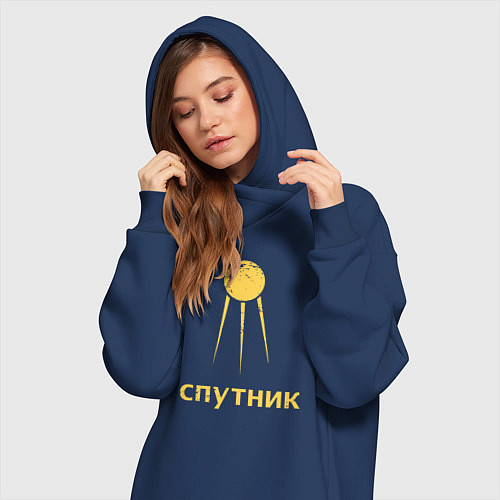 Женская толстовка-платье СССР спутник / Тёмно-синий – фото 3