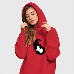 Женское худи-платье Инь ян чёрный парный, цвет: красный — фото 2