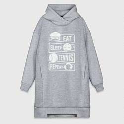 Женское худи-платье Еда сон теннис, цвет: меланж
