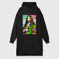 Женское худи-платье Mona Lisa - mosaic pop art, цвет: черный