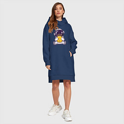 Женское худи-платье Космонавт и луна, цвет: тёмно-синий — фото 2