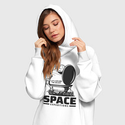 Женское худи-платье Космическая экспедиция лунохода, цвет: белый — фото 2