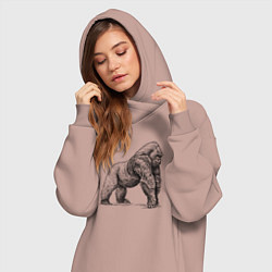 Женское худи-платье Горилла в профиль, цвет: пыльно-розовый — фото 2
