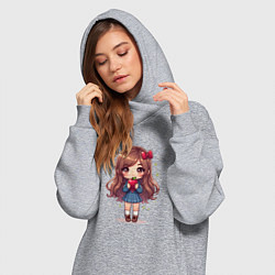 Женское худи-платье Милая девочка с яблоком, цвет: меланж — фото 2