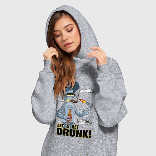 Женская толстовка-платье К черту работу - давайте выпьем / Меланж – фото 3
