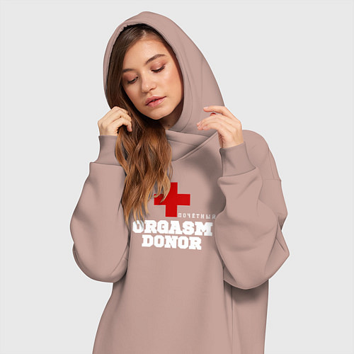 Женская толстовка-платье Почётный донор оргазма / Пыльно-розовый – фото 3