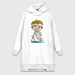 Женское худи-платье Теннисист, цвет: белый
