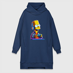 Женское худи-платье Bart is an avid gamer, цвет: тёмно-синий