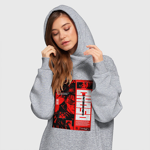 Женская толстовка-платье Взгляд Чосо - Магическая битва / Меланж – фото 3