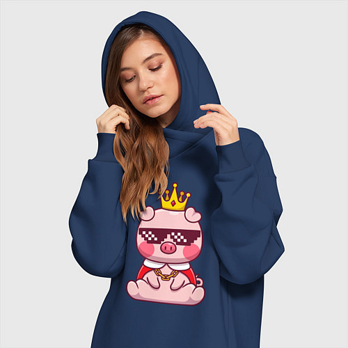 Женская толстовка-платье Царь поросёнок / Тёмно-синий – фото 3