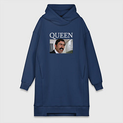 Женское худи-платье Queen - Mimino мем, цвет: тёмно-синий