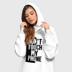 Женское худи-платье Не трогай мой телефон, цвет: белый — фото 2