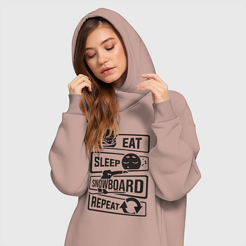 Женская толстовка-платье Есть спать сноуборд / Пыльно-розовый – фото 3