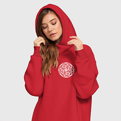 Женское худи-платье Символ защиты здоровья здрабережень на груди, цвет: красный — фото 2