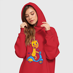 Женское худи-платье Жираф на мотороллере, цвет: красный — фото 2