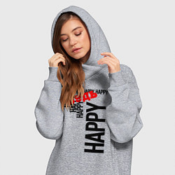 Женское худи-платье Будь happy, цвет: меланж — фото 2