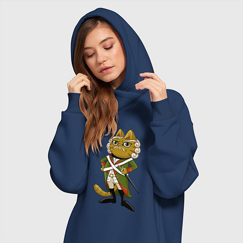 Женская толстовка-платье Кот-солдат / Тёмно-синий – фото 3