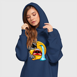 Женское худи-платье Плачущий смайл, цвет: тёмно-синий — фото 2