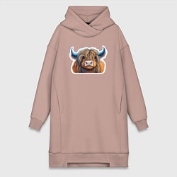 Женская толстовка-платье Шотландский волосатый бык