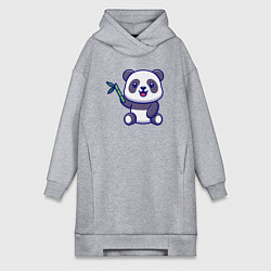 Женская толстовка-платье Панда и бамбук