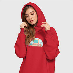 Женское худи-платье Старый компьютер с клавиатурой, цвет: красный — фото 2