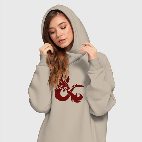 Женская толстовка-платье Подземелья и драконы лого / Миндальный – фото 3